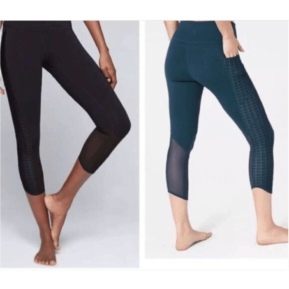 Athleta High Rise Chaturanga Mosaic Crop Activewear Pant SZ XS - ECU - Picture 1 of 8